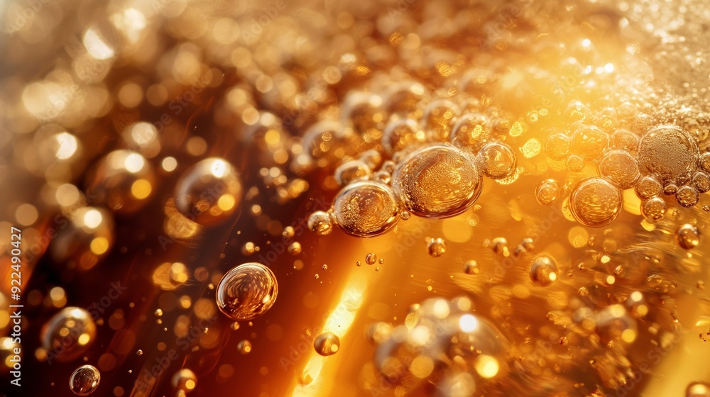 A close-up of a glass of bubbling beer with a sparkling golden liquid A close-up of a glass of bubbling beer with a sparkling golden liquid