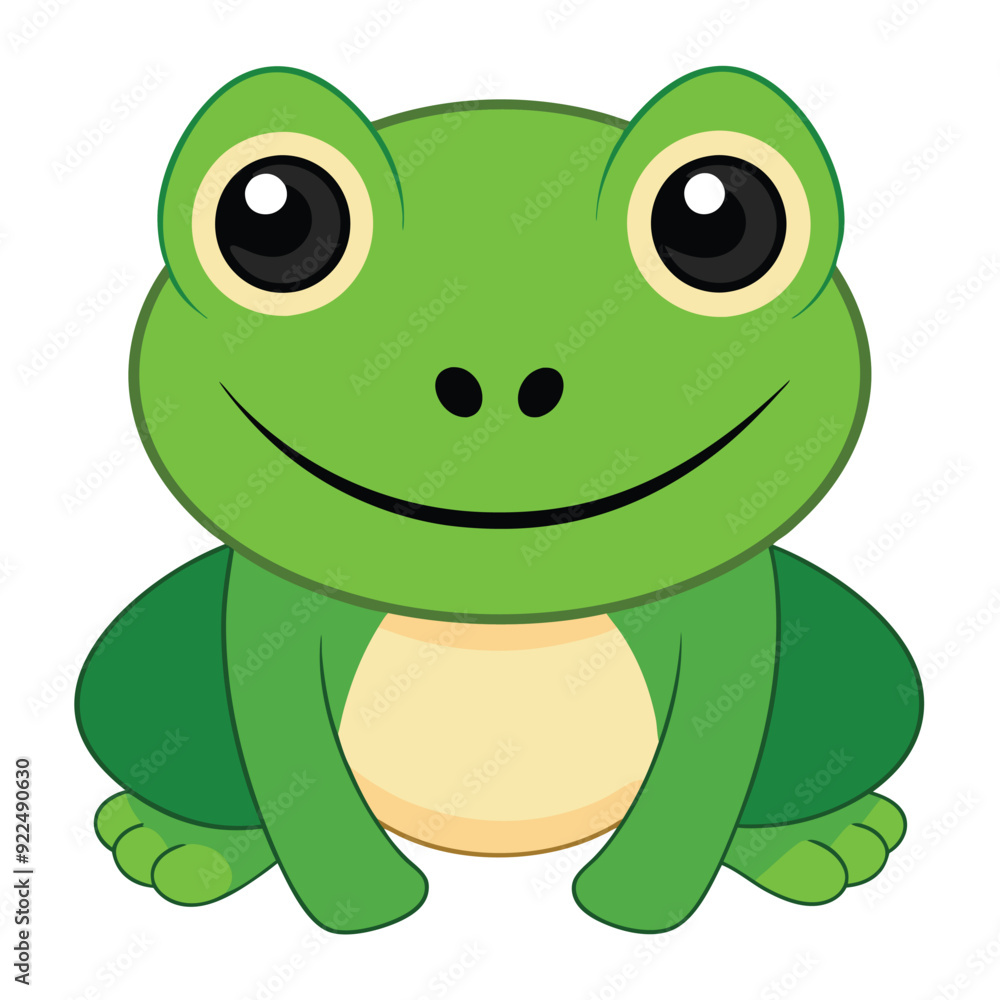 Fototapeta premium Cartoon Style Frog 2D Drawing Icon Vector Design on White Background