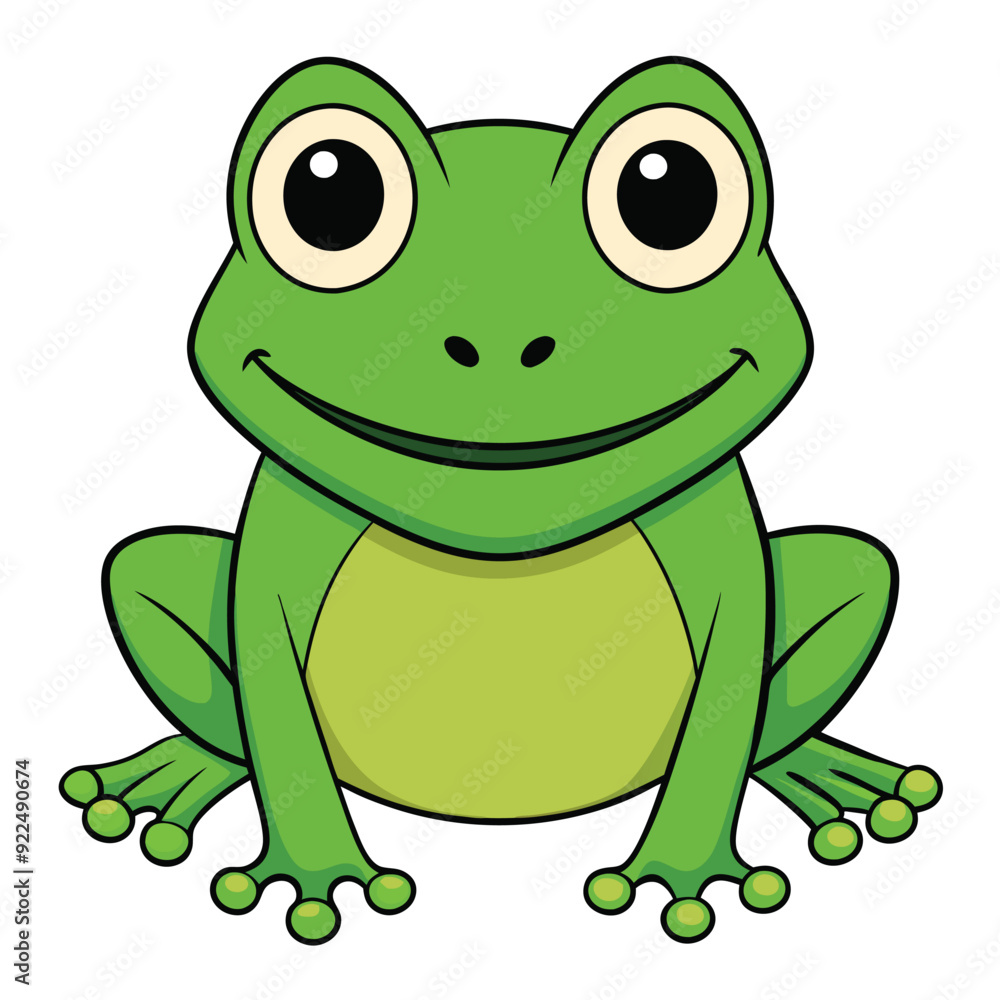 Cartoon Style Frog 2D Drawing Icon Vector Design on White Background Cartoon Style Frog 2D Drawing Icon Vector Design on White Background