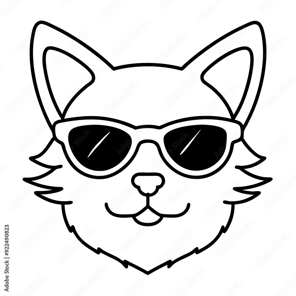 Obraz premium Cat head line art vector illustration