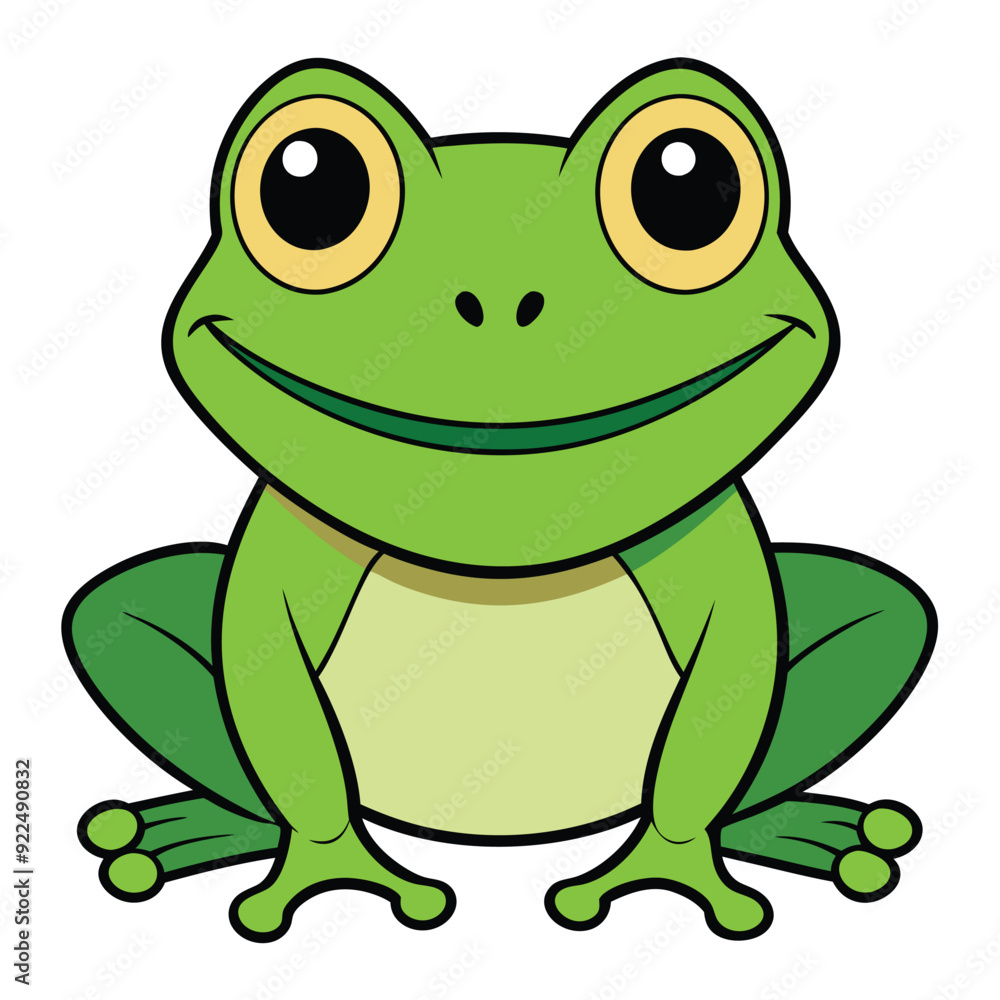 Cartoon Style Frog 2D Drawing Icon Vector Design on White Background Cartoon Style Frog 2D Drawing Icon Vector Design on White Background