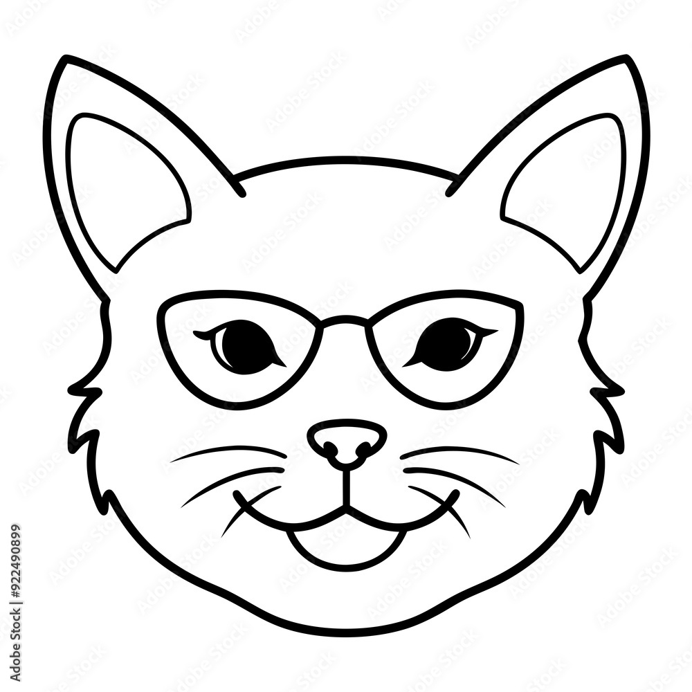 Fototapeta premium Cat head line art vector illustration
