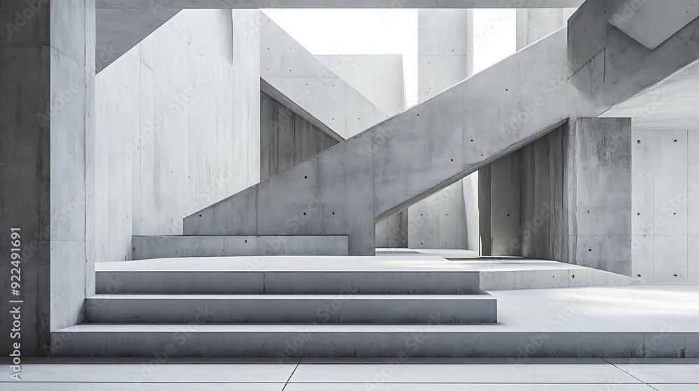 Fototapeta premium Concrete Staircase in a Modern Architectural Structure