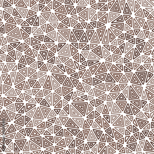Geometric template background. Compact triangles size. Multiple repeated inner triangles. Monotone style. Repeatable pattern. Modern vector tiles. Seamless vector illustration.