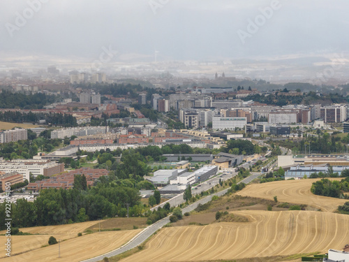 Pamplona from the Egüés Valley on a rainy day. Navarre photo