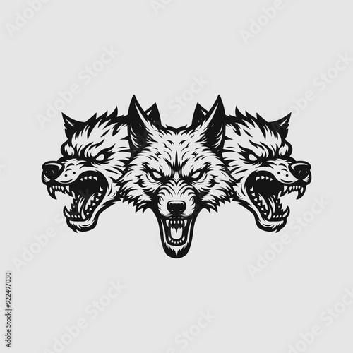 Cerberus angry wolf artwork vector illustration
