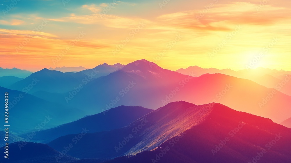 Majestic Sunrise Over Mountain Range Majestic Sunrise Over Mountain Range
