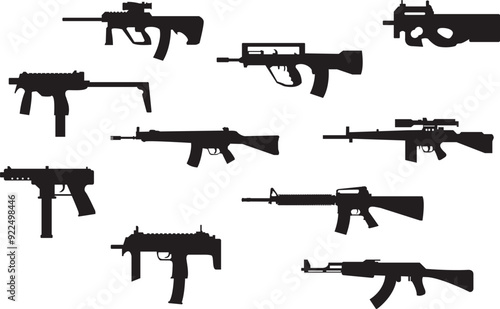 Gun Weapons Vector Icon Set