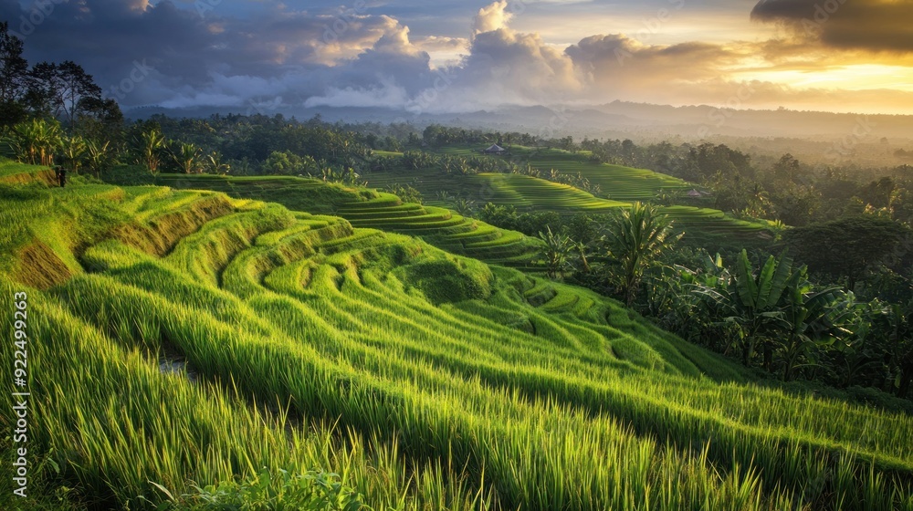 Rice Terraces in Lush Green Landscape Rice Terraces in Lush Green Landscape