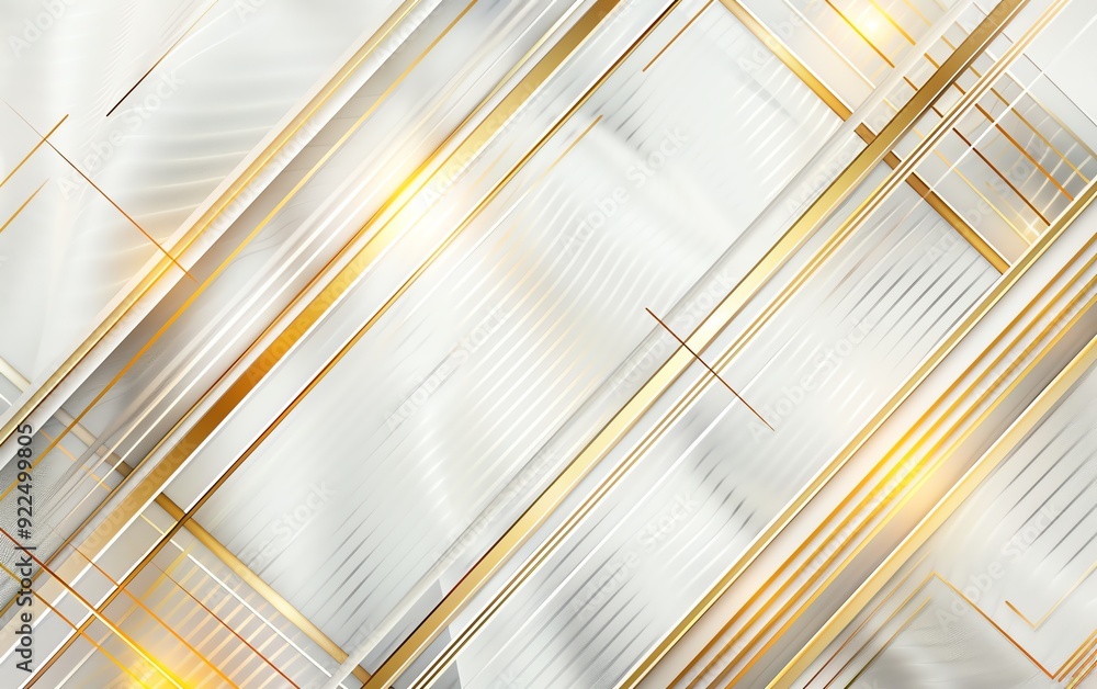 Abstract gold and white geometric background with elegant lines and ...