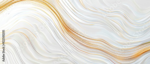 Abstract white marble texture with golden wavy lines. Modern minimalist background, ideal for design, presentation, or artistic use.