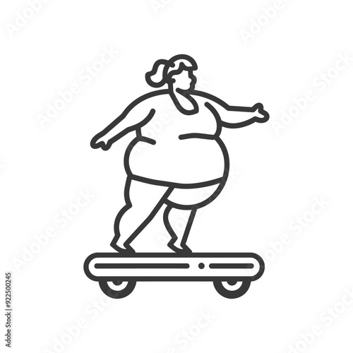 Overweight Woman Riding a Hoverboard
