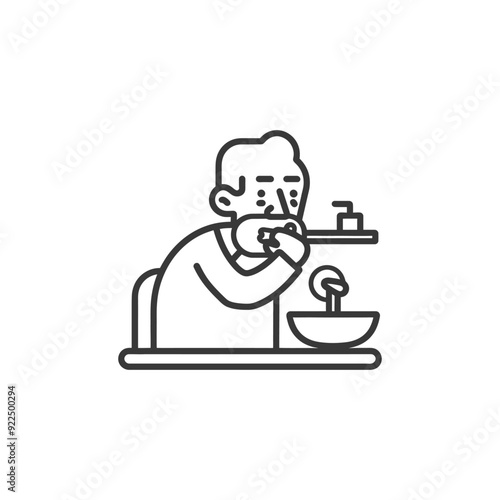 Man Brushing Teeth at Bathroom Sink