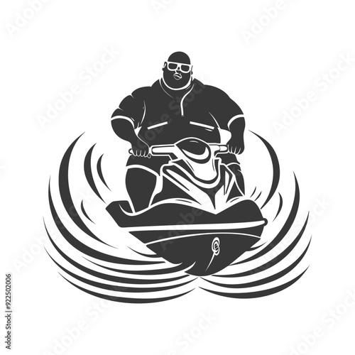 Overweight Man Riding a Jet Ski