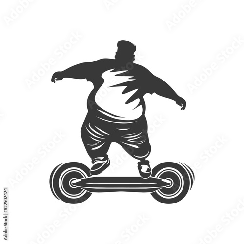 Overweight Man Riding a Self Balancing Electric Scooter