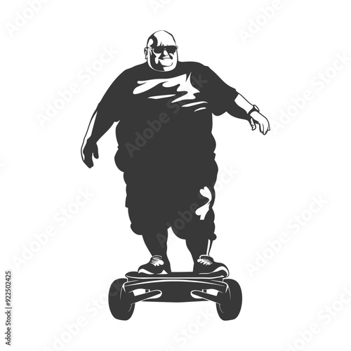 Overweight Man Riding a Self Balancing Electric Scooter