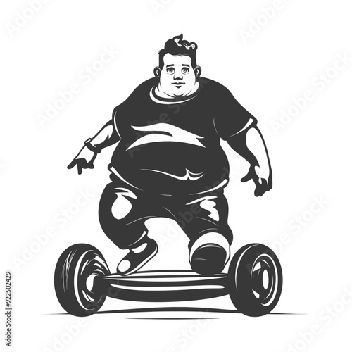 Overweight Man Riding a Self Balancing Electric Scooter