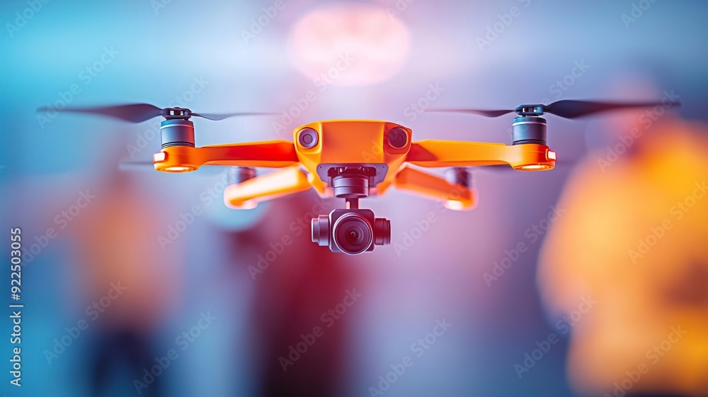 Close-up of a drone equipped with rescue equipment and emergency response tools during an operation. Close-up of a drone equipped with rescue equipment and emergency response tools during an operation.