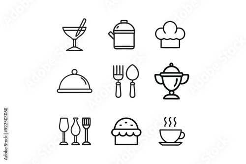 Thin line catering logo icon set in vector art for clean and professional design.