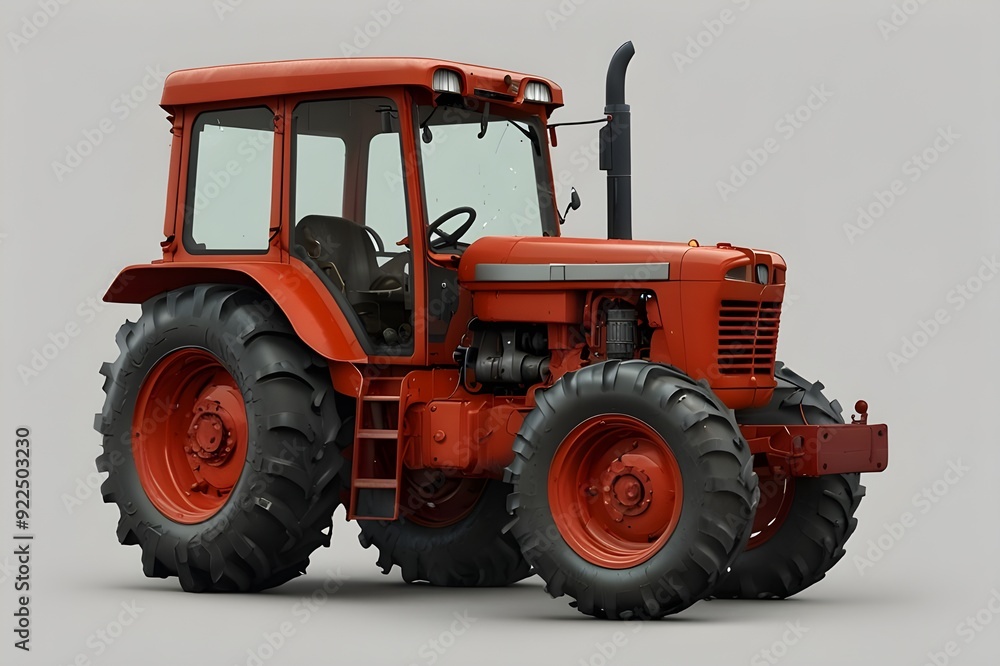 A contemporary red tractor with clear background A contemporary red tractor with clear background