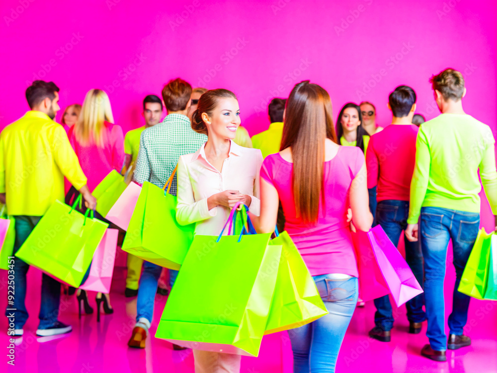 group of people with shopping bags group of people with shopping bags