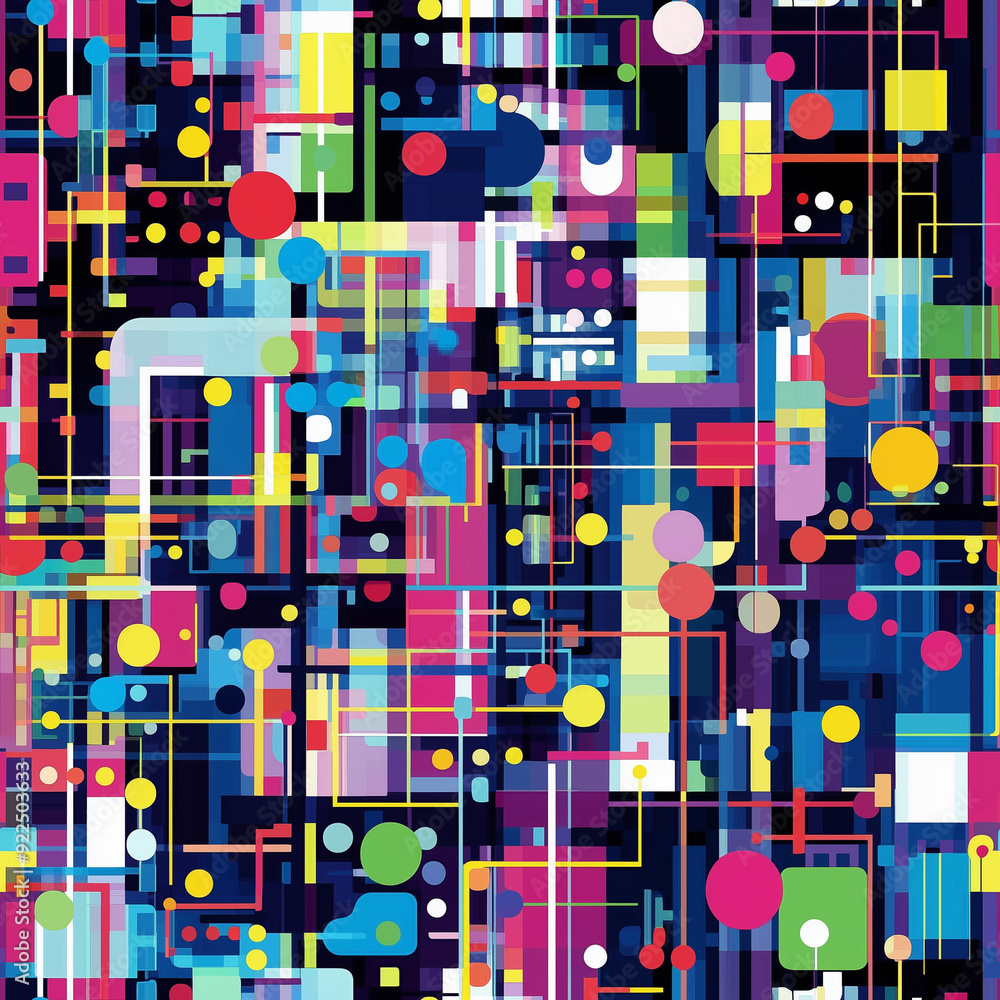 Neon Pulse - Seamless Abstract Geometric Pattern Neon Pulse - Seamless Abstract Geometric Pattern