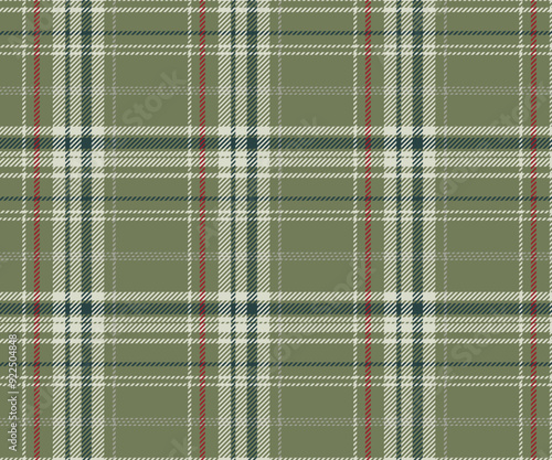 Plaid pattern, green, white, red, seamless for textiles and design clothing, skirts, pants, aprons, tablecloths, blankets or decorative fabrics. Vector illustration.