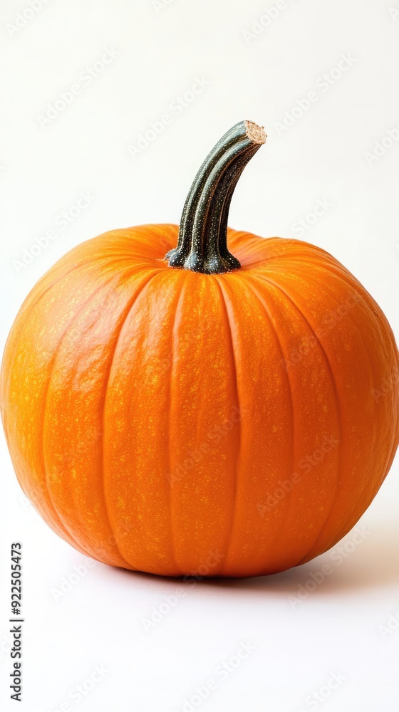 Pumpkin isolated on white background. Ripe orange squash vertical image. Thanksgiving harvest season concept Pumpkin isolated on white background. Ripe orange squash vertical image. Thanksgiving harvest season concept