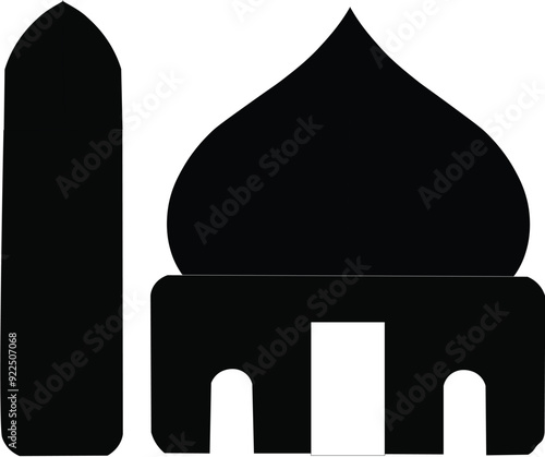 Elegant Mosque, masjid Icon : A beautifully crafted vector illustration of a mosque,