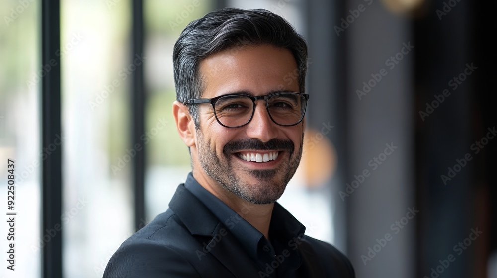 Fototapeta premium Confident Businessman Smiling Indoors