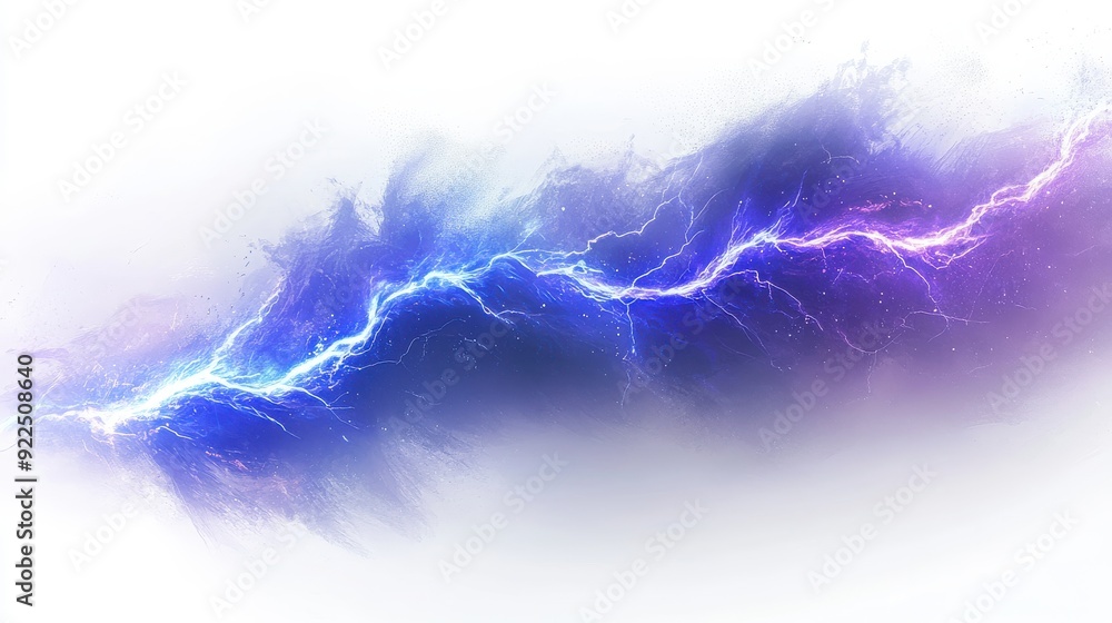 Naklejka premium Mystical lightning bolt with vivid electric patterns, intense blue light emanating,