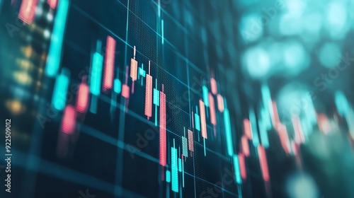 Abstract stock market graph with vibrant colors, depicting financial trends, data analysis, and modern trading activities.