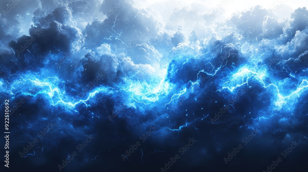 Ornate lightning storm with intense electric blue bolts, swirling clouds, bright spotlight, Ornate lightning storm with intense electric blue bolts, swirling clouds, bright spotlight,