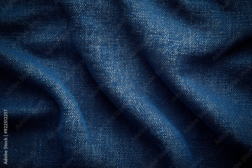 Close-up of textured blue fabric draped softly, showcasing fine woven patterns and depth in natural light Close-up of textured blue fabric draped softly, showcasing fine woven patterns and depth in natural light