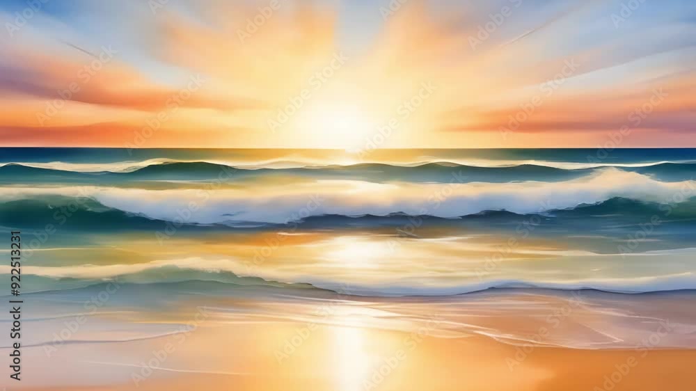 Watercolor sunrise on the ocean. Watercolor sunrise on the ocean.