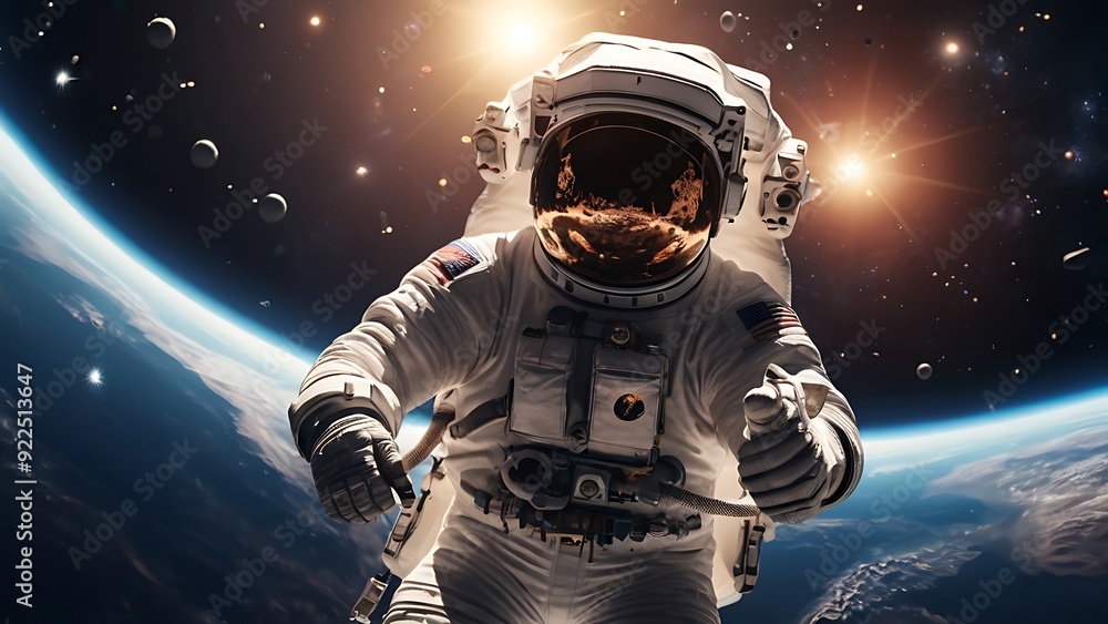 Fototapeta premium Astronaut at spacewalk