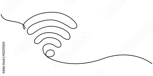 Abstract wi-fi point sign. Continuous one line drawing icon, Wifi line art, Vector 5G wireless wifi technology symbol in smart phone