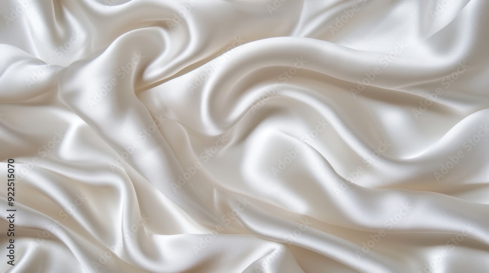 Smooth white silk fabric, capturing its luxurious texture and gentle folds Smooth white silk fabric, capturing its luxurious texture and gentle folds