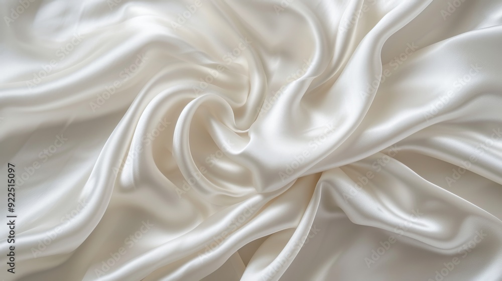 Smooth white silk fabric, capturing its luxurious texture and gentle folds Smooth white silk fabric, capturing its luxurious texture and gentle folds