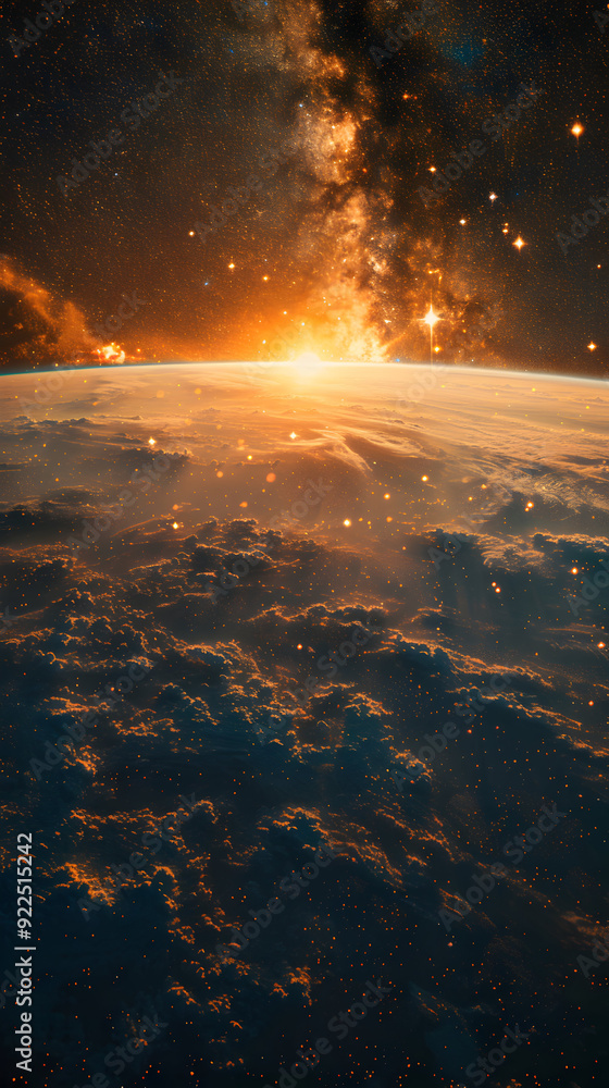End of Day Dream: Photo Realistic Earth Sunset and Space Stars Background End of Day Dream: Photo Realistic Earth Sunset and Space Stars Background