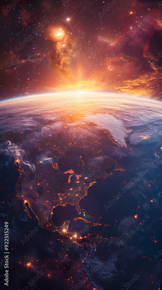 Photo Realistic Earth Twilight and Space Dawn Concept with Seamless Day and Night Transitions for Graphic Design Photo Realistic Earth Twilight and Space Dawn Concept with Seamless Day and Night Transitions for Graphic Design