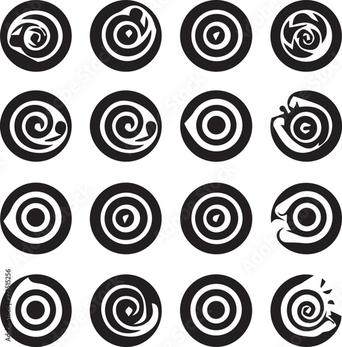 Spiral Motion Versatile Black Silhouette Vector Series