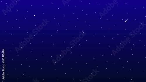 Blue dark starry night background falling stars animated