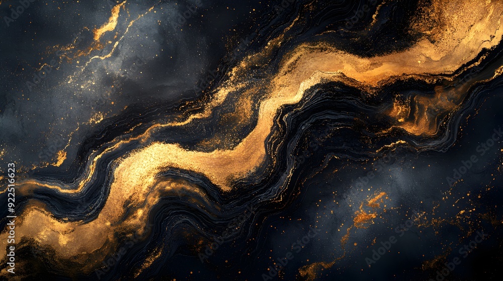 Mesmerizing Abstract Golden Fluid Splash on Dark Marble Backdrop Mesmerizing Abstract Golden Fluid Splash on Dark Marble Backdrop