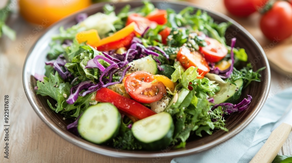 A healthy salad being enjoyed in a clean, bright setting, emphasizing freshness and balanced nutrition. A healthy salad being enjoyed in a clean, bright setting, emphasizing freshness and balanced nutrition.