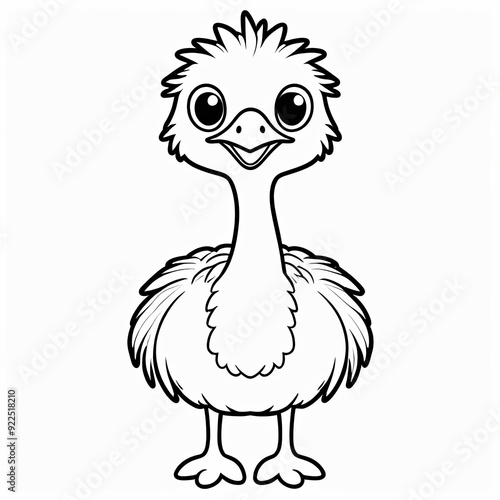 Cute Cartoon Ostrich Coloring Page coloring book photo