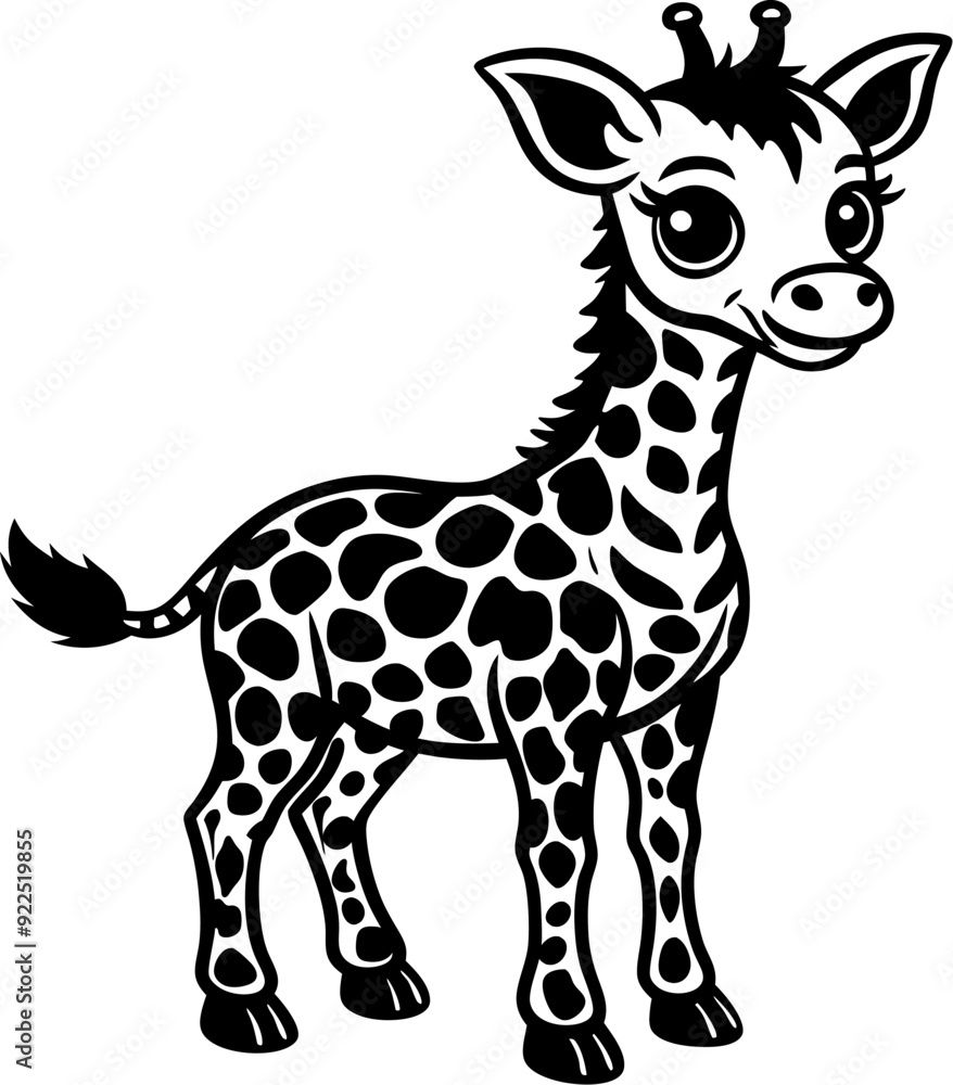 Obraz premium Simple Cute little giraffe vector drawing