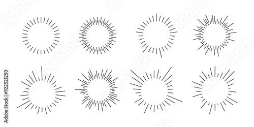 Set of simple circular equalizers. Round thin sound rays.
