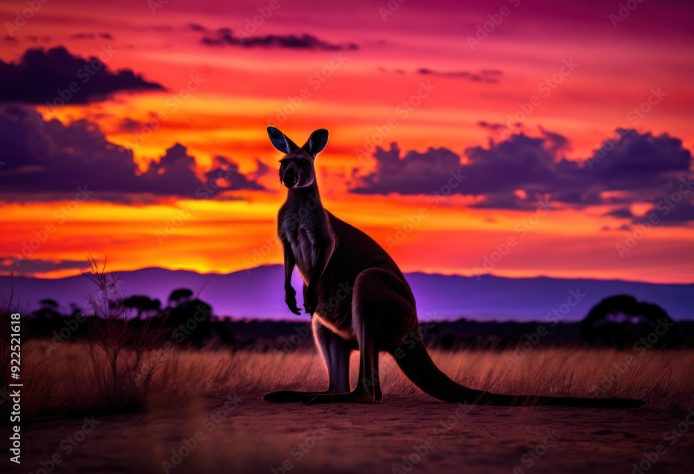 dynamic silhouette kangaroo vibrant sunset rich colors striking contrast, background, sky, orange, pink, clouds, nature, animal, landscape, light, dusk dynamic silhouette kangaroo vibrant sunset rich colors striking contrast, background, sky, orange, pink, clouds, nature, animal, landscape, light, dusk
