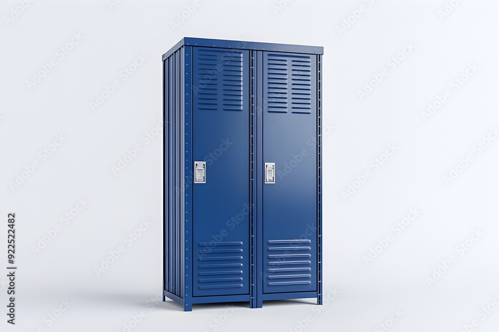 Blue Metal Lockers in Contemporary Industrial or Office Setting Blue Metal Lockers in Contemporary Industrial or Office Setting